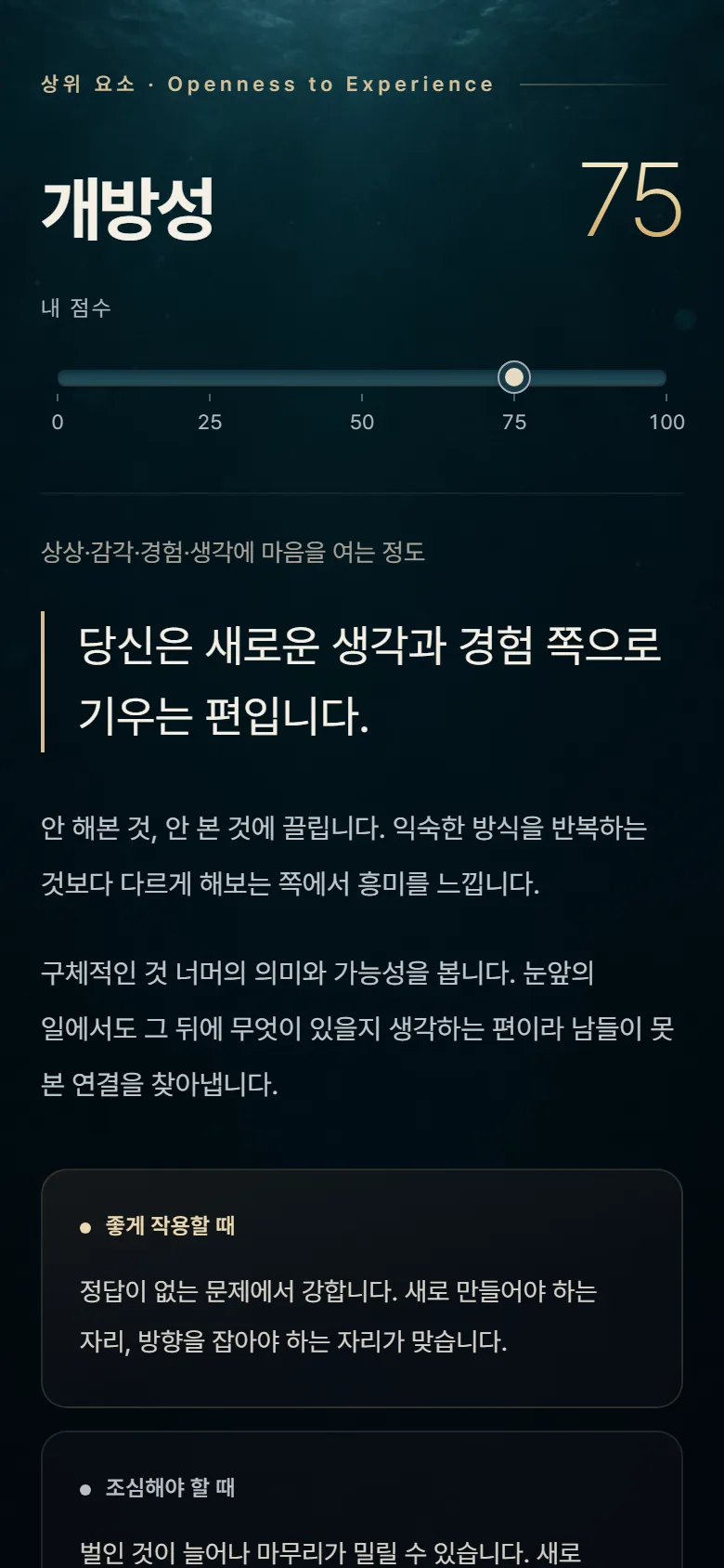 리포트 화면: 요인별 해설